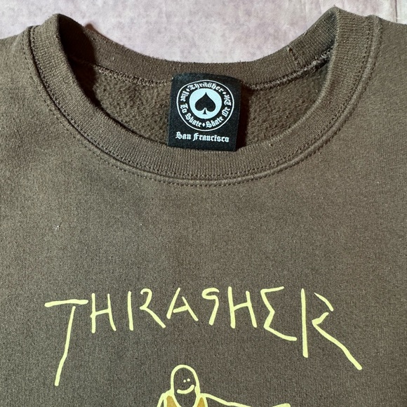 Thrasher Skateboarding Sweatshirt Small Brown Mens Crewneck Gonz Mark Gonzales - Picture 4 of 9